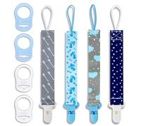 Catenella Ciuccio, 4 Pezzi Catenelle per Ciuccio, Catenella Portaciuccio, Porta Ciuccio Femmina/Maschio, Cordino Ciuccio, con 4 Pezzi Ciuccio Clip Adattatore per Neonato Doccia