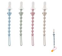 Catenella Portaciuccio in Silicone, Confezione Da 4 Catenelle Per Ciuccio Con Clip Di Sicurezza, Portaciuccio Per Bambini E Bambine Facile Da Pulire, Senza BPA Aiuto Per La Dentizione Del