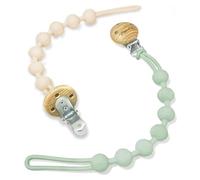 Catenella Portaciuccio in Silicone, MumEZ Confezione da 2 Catenella Ciuccio Clips, Morbide Clip Portaciuccio per Bambini e Bambine, Alta Tenacità, Verde Bianco