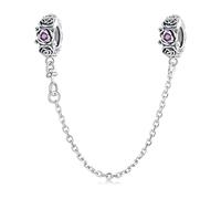 Catenina di sicurezza rosa per bracciali Pandora, fermaglio in argento sterling 925 con perline con ciondoli, regalo per donne e ragazze
