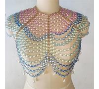 Catenina for il corpo sexy da donna con perline, multistrato, nappa, bikini, spiaggia, traforata, for danza del ventre, top corto, multicolore, taglia unica