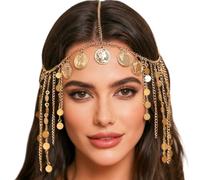 Catenina per Capelli in Stile Bohémien, Collana per Capo Oro Dea, Nappa stile accessori catena per Donne e Ragazze per Costume di Veggente, Sposa e Festival
