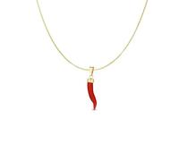 Catenina veneziana argento 925 dorato 45/50 cm pendente Cornetto portafortuna in corallo rosso del Mediterraneo e argento 925 dorato ciondolo uomo donna corallo vero lunghezza 2,5 cm circa (50 cm)