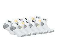 Caterpillar 12 Paia Calzini Sneaker Lavoro Lunghezza Caviglia - Rinforzo Punta Tallone - Supporto Arco Plantare - Cotone (Bianco, 39-42)
