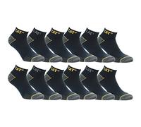 Caterpillar 12 Paia Calzini Sneaker Lavoro Lunghezza Caviglia - Rinforzo Punta Tallone - Supporto Arco Plantare - Cotone (Blu, 47-50)