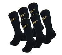 Caterpillar 6 Paia Calze da Lavoro CAT, Punta e Tallone con Rinforzo Rimagliati a mano, Filati di ottima qualità Cotone Pettinato (Nero, 39-42)