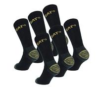 Caterpillar 6 Paia Calze Lavoro Metà Polpaccio - Scarpe Antinfortunistiche - Doppio Rinforzo Punta e Tallone - Spugna Cotone (Nero, 43-46)