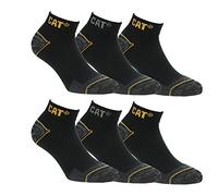 Caterpillar 6 Paia Calzini Sneaker Lavoro Lunghezza Caviglia - Rinforzo Punta Tallone - Supporto Arco Plantare - Cotone (Nero, 35-38)