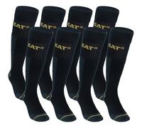 Caterpillar 8 Paia Calze Lunghe da Lavoro Uomo Antinfortunistiche Rinforzate su Tallone e Punta - Spugna di Cotone (Nero, 47-50)