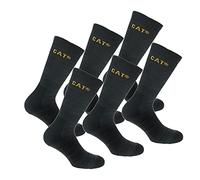 Caterpillar Boot Socks 6 Paia di calze in cotone elasticizzato, punta e tallone rinforzati, adatte per stivali (Nero, 43-46)