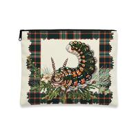 Caterpillar - Borsa cosmetica vintage a scacchi verdi da donna, organizer portatile in tela con cerniera, ideale per viaggi e regalo di vacanza, verde, 7x9 Inch, bruco