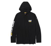 Caterpillar Camicia lunga da uomo con cappuccio con protezione UPF 50, controllo dell'umidità e logo gatto sulla manica, Marchio nero, 3XL