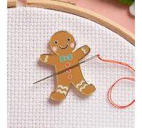Caterpillar Cross Stitch - Needle Minder Gingerbread Man per punto croce, cucito, ricamo e ricamo, accessori smaltati e magnetici