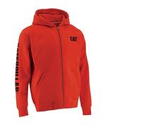 Caterpillar Felpa con cappuccio standard da uomo con zip intera con tasche frontali, iconico logo abbigliamento da lavoro e gestione del cavo S3, rosso laser, grande