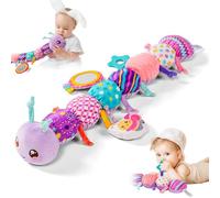 Caterpillar Giocattolo per Bambini 20.9 Musicale, Giocattolo Caterpillar con Corda per Tirare con Sonaglio increspato, Misurazione dell'altezza degli Animali di Peluche per Bambini a Pancia Morbida