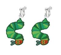 Caterpillar - Orecchini a clip da donna, divertenti a forma di farfalla, pesce, bruco, libro di lettura, orecchini a clip per insegnanti, idea regalo, Medio, Lega di acciaio, Non pietra preziosa