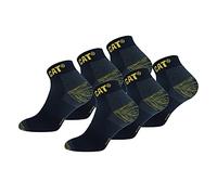 Caterpillar Premium Work Sneaker 6 Paia di Calzini Sneaker da Lavoro Uomo per Scarpe Antinfortunistiche, Doppio Rinforzo su Punta e Tallone, Ottima Qualità Spugna di Cotone (Blu, 39-42)