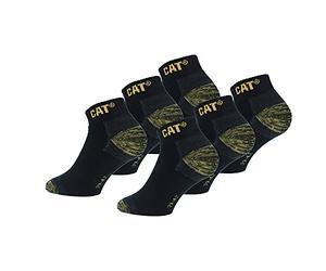 Caterpillar Premium Work Sneaker 6 Paia di Calzini Sneaker da Lavoro Uomo per Scarpe Antinfortunistiche, Doppio Rinforzo su Punta e Tallone, Ottima Qualità Spugna di Cotone (Nero, 43-46)
