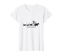 Caterpillar To Caterfly: Gatto Stravagante Evolution Art Maglietta, Donna, Bianco, XS