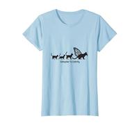 Caterpillar To Caterfly: Gatto Stravagante Evolution Art Maglietta, Donna, Celeste, XS