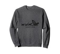 Caterpillar To Caterfly: Stravagante Arte dell'evoluzione del Gatto Felpa, Unisex per Adulti, Grigio Scuro, L