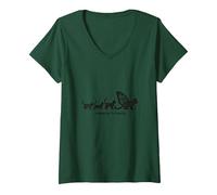 Caterpillar To Caterfly: Stravagante Arte dell'evoluzione del Gatto Maglietta con Collo a V, Donna, Verde Foresta, S