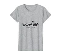 Caterpillar To Caterfly: Stravagante Arte dell'evoluzione del Gatto Maglietta, Donna, Grigio Melange, XS