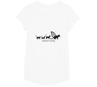 Caterpillar To Caterfly: Stravagante Arte dell'evoluzione del Gatto Maglietta, Ragazze, Bianco, L