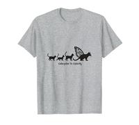 Caterpillar To Caterfly: Stravagante Arte dell'evoluzione del Gatto Maglietta, Uomo, Grigio Melange, M