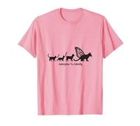 Caterpillar To Caterfly: Stravagante Arte dell'evoluzione del Gatto Maglietta, Uomo, Rosa, L