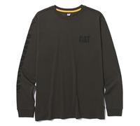 Caterpillar Trademark Banner Maglietta a maniche lunghe da uomo con centro sul retro del collo e logo di abbigliamento da lavoro per gatti, Army Moss Nero, L