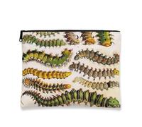 Caterpillar - Trousse per trucchi, artistica, vintage, con insetti, borsa da viaggio per donne, piccola borsa portatile in tela con cerniera, regalo per gli amanti della natura, Verde, 7x9 Inch, Bruco