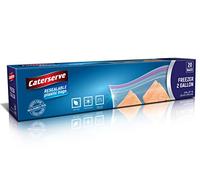 Caterserve - Sacchetti per congelatore con cerniera, 20 sacchetti richiudibili per zuppe, frutta, verdure, snack e riutilizzabili, ermetiche, in plastica non BPA, capacità 2 galloni