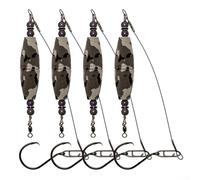 Catfish Galleggiante Rig con sonagli e ganci in acciaio ad alto tenore di carbonio, set da pesca 4 pezzi (grigio)