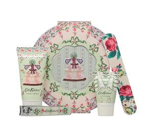Cath Kidston Set manicure con crema mani 30 ml, crema per cuticole 15 ml, limetta e tagliaunghie in latta, essenziali per la cura delle mani, regalo di bellezza per lei, cruelty free e vegano