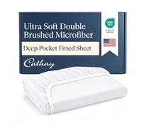Cathay Home 14" Fitted Sheet Lenzuolo con Angoli, Poliestere, Bianco, King Size