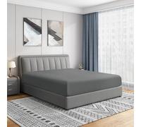 Cathay Home 14" Fitted Sheet Lenzuolo con Angoli, Poliestere, Grigio, Queen Size
