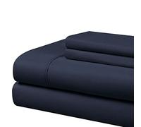 Cathay Home 90 gsm Solid Sheet Set, California King, Nero, Navy, Completo