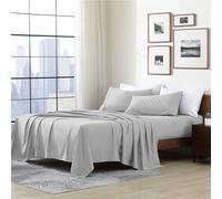 Cathay Home Essentials - Set di lenzuola in microfibra spazzolata ultra morbida, anallergica, resistente alle pieghe, colore: grigio chiaro, completo