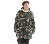 Cathay Home Felpa con cappuccio oversize indossabile Sherpa e micro-visone, verde, taglia unica