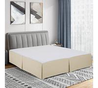 Cathay Home - Mantovana giroletto a pieghe in microfibra spazzolata, facile da infilare, ultra morbida, resistente allo sbiadimento e alle pieghe, colore: panna, per letto singolo