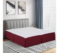 Cathay Home - Mantovana giroletto a pieghe in microfibra spazzolata, facile da infilare, ultra morbida, resistente allo sbiadimento e alle pieghe, colore: bordeaux, per letto singolo