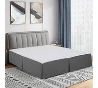 Cathay Home - Mantovana giroletto a pieghe in microfibra spazzolata, facile da infilare, ultra morbida, resistente allo sbiadimento e alle pieghe, colore: grigio, per letto singolo