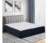Cathay Home - Mantovana giroletto a pieghe in microfibra spazzolata, facile da infilare, ultra morbida, resistente allo sbiadimento e alle pieghe, colore: blu navy, per letto singolo