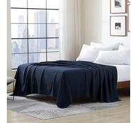 Cathay - Lenzuolo Singolo in Poliestere Morbido e setoso, per Letto Singolo, Colore: Blu Navy