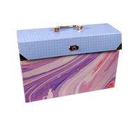 Cathedral Products Scatola portadocumenti con 19 tasche espandibili viola astratta con accenti color oro rosa, elegante organizer per documenti, formato A4