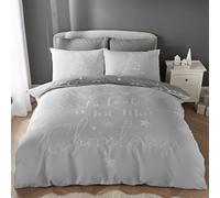 Catherine Lansfield A Lot Like Christmas, set copripiumino matrimoniale reversibile con federe, grigio