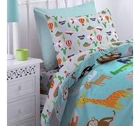 Catherine Lansfield Animal Adventures - Set copripiumino 160 x 220 + 50 x 110 + lenzuolo con angoli bianchi 90 x 200