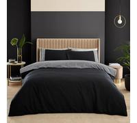 Catherine Lansfield Artemis - Set copripiumino reversibile con federe, per letto king size, motivo: chiave greca, colore: nero