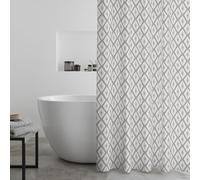 Catherine Lansfield Aztec Diamond- Tenda da doccia 180 x 180 cm, colore: Grigio argento